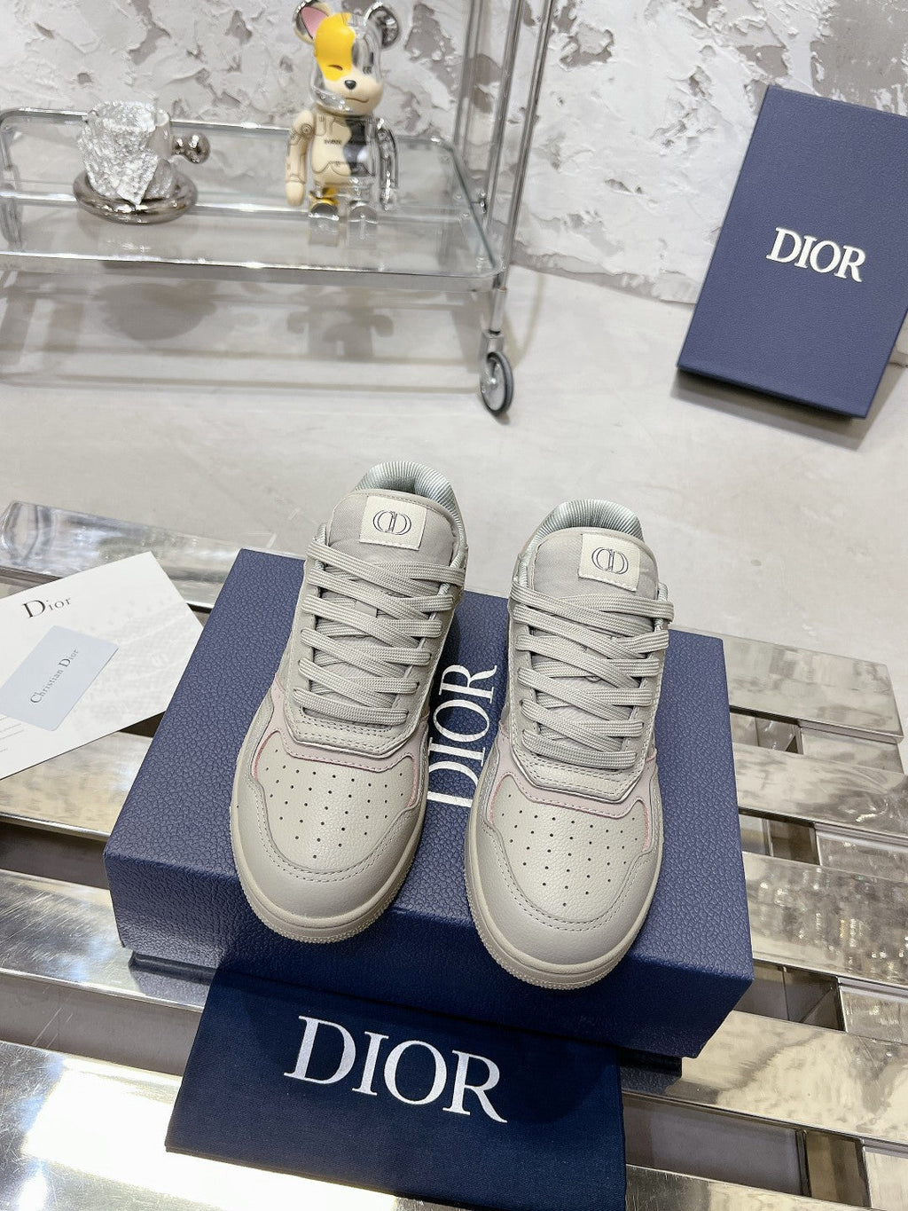 CD B27 Sneaker 30mm In Light Grey Calfskin 100631