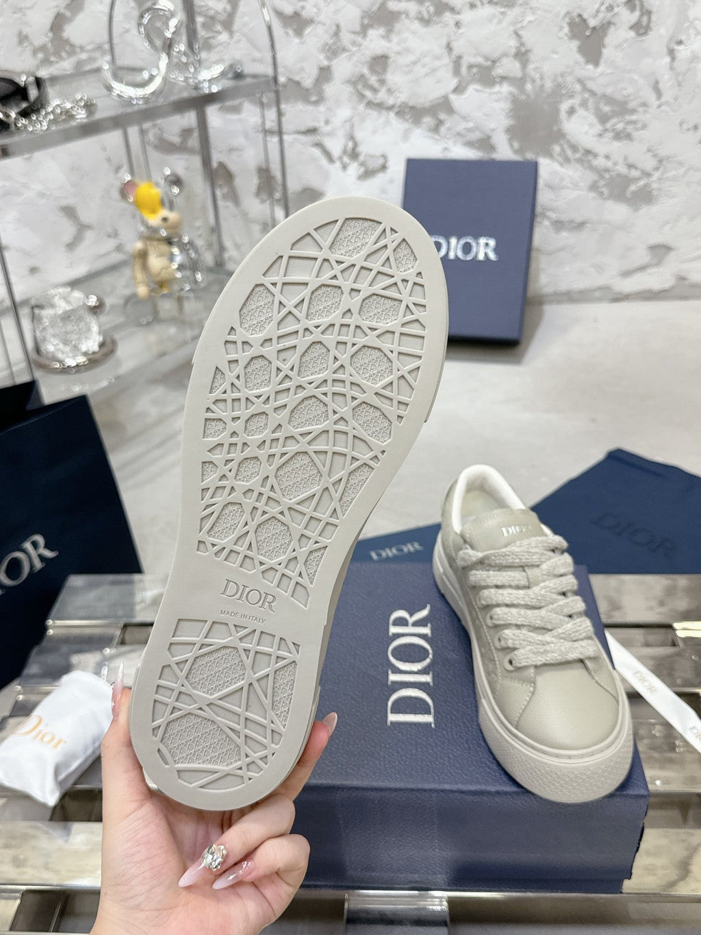 CD B33 Sneaker 30mm In Light Grey Monogram Calfskin 100558