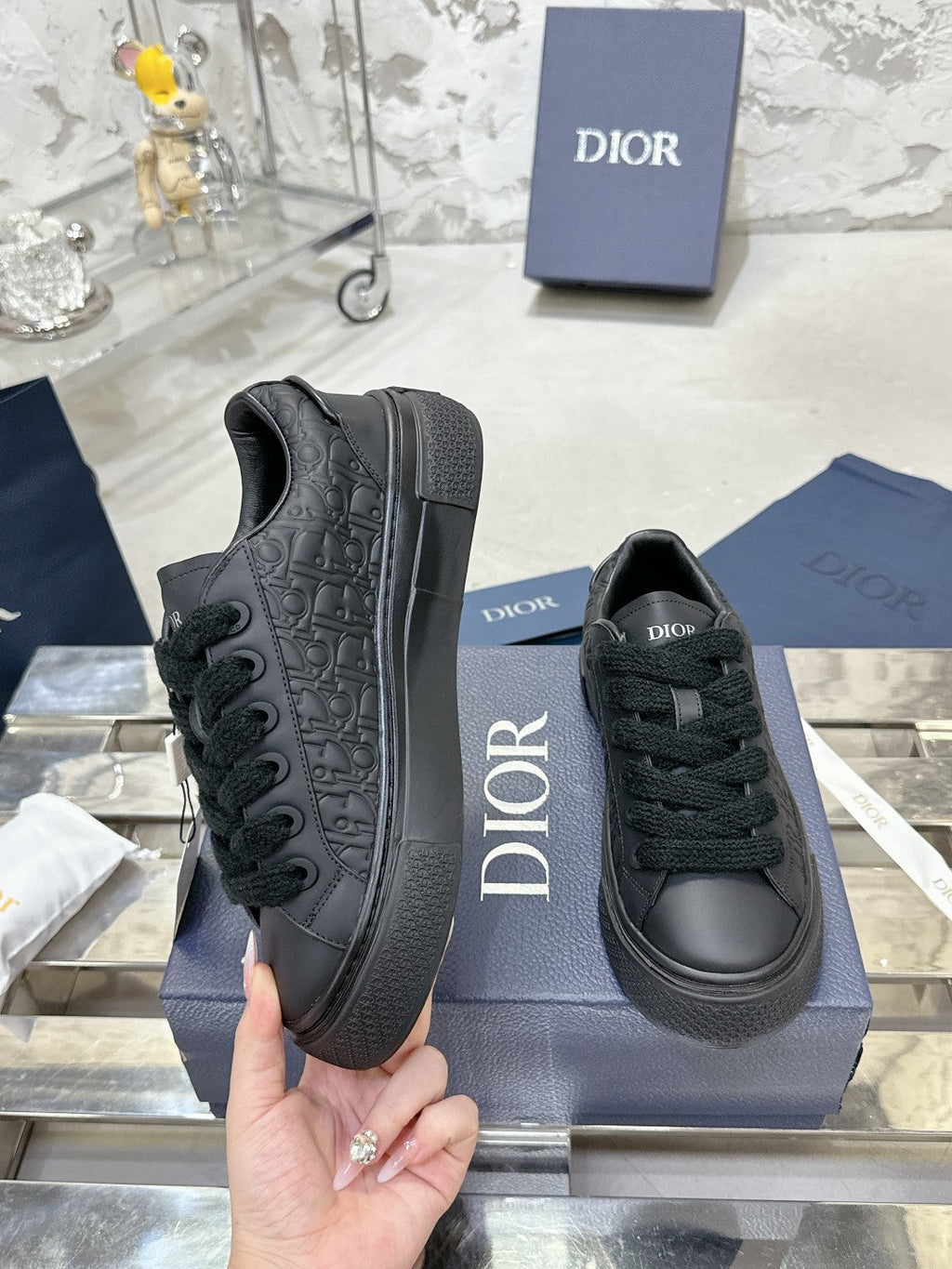 CD B33 Sneaker 30mm In Black Monogram Calfskin 100560