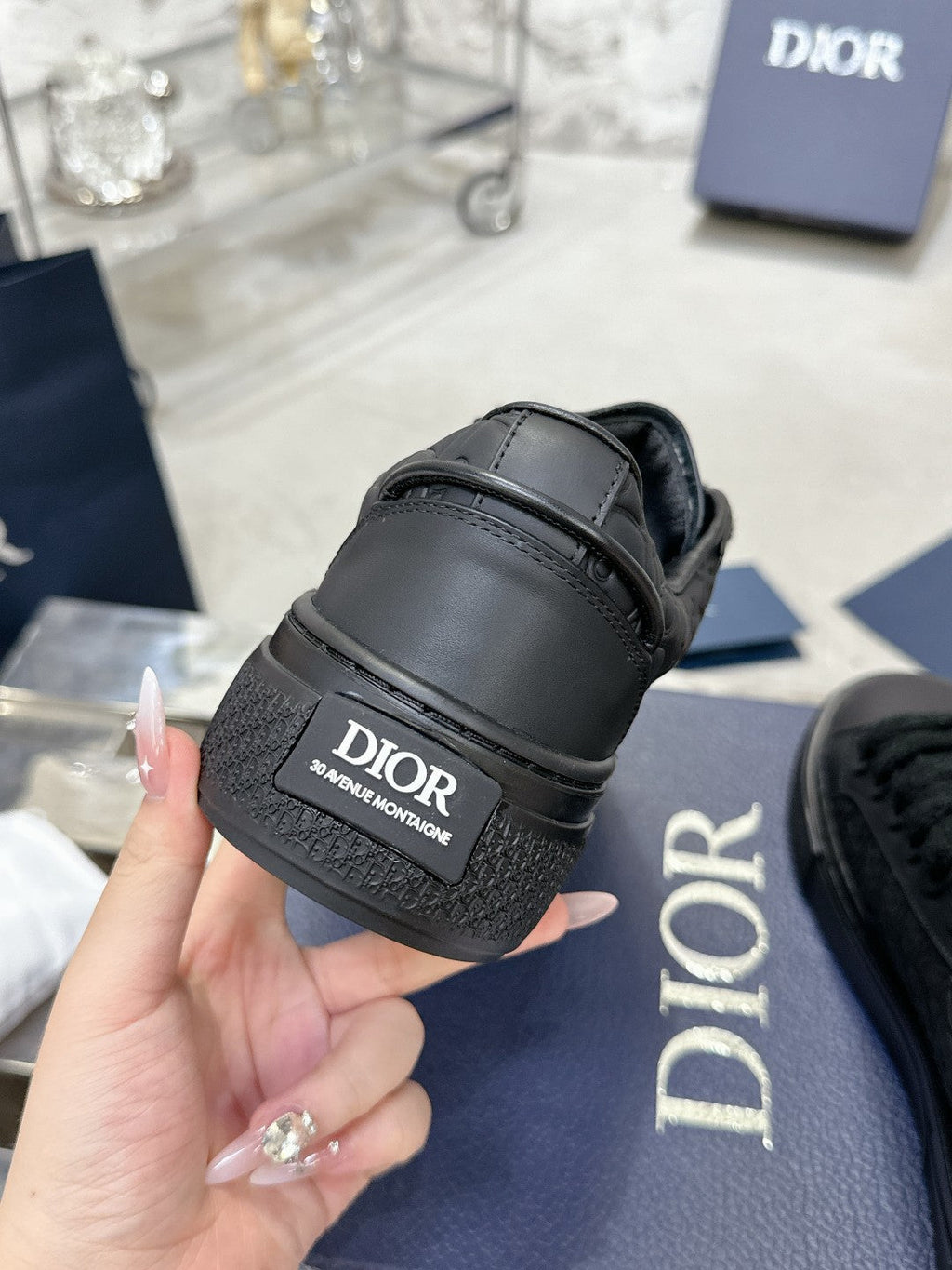 CD B33 Sneaker 30mm In Black Monogram Calfskin 100560