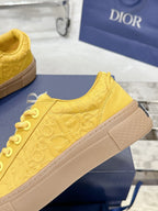 CD B33 Sneaker 40mm In Dark Yellow Monogram Satin Embroidery Fabric 103988