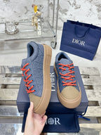 CD B33 Sneaker 40mm In King Blue Mix Brown Monogram Satin Embroidery Fabric 103992