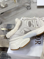 Dior 25 Chrono Sneakers Light Beige mix White Mesh Calfskin 530321