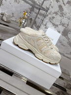 Dior 25 Chrono Sneakers Light Beige Fur Calfskin 530323
