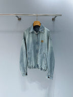 Miumiu 2026 Denim Blouson Jacket Light Blue Cotton