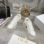 CD Dior Star Platform Sneaker In White Cowhide 996424