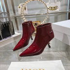 CD Tribales Heeled Ankle Boot 65mm In Red Glossy Cowhide 996432
