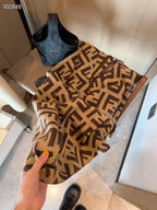 FF Jacquard 180CM Scarf Brown Wool 103618