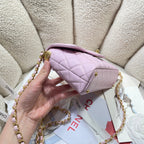 CC 25P Mini Flap Bag 20cm Top Handle Pink Calfskin Gold Hardware
