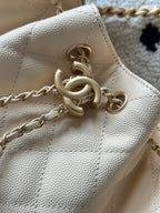Chanel 25 Hobo Bag 22cm White Calfskin 286182