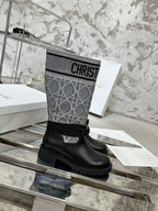 D-Major Boot In Grey Mix Black Denim Fabric 100570