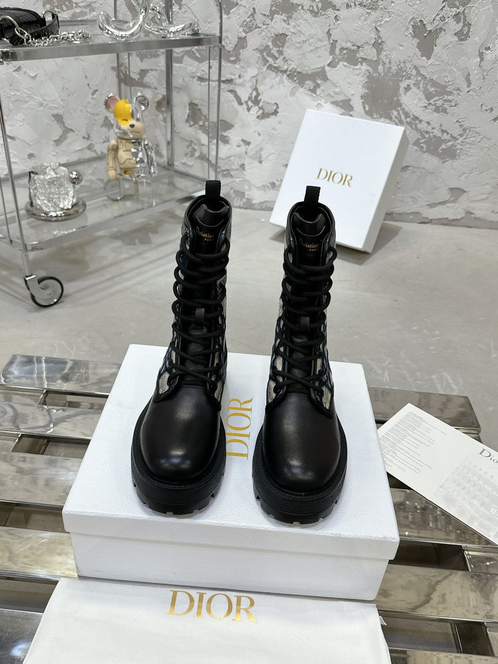 D-Major Ankle Boot In Black Mix Charcoal Blue Tweed 100590