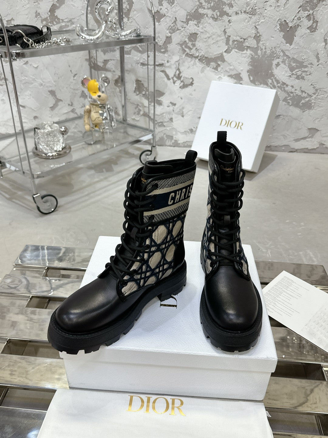 D-Major Ankle Boot In Black Mix Charcoal Blue Tweed 100590
