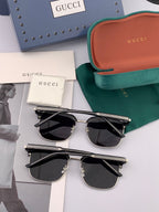 SQUARE METAL AND ACETATE SUNGLASSES G5637