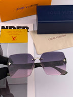 SQUARE SUNGLASSES L1294 IN GREEN ACETATE PURPLE LENSES