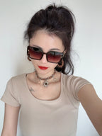 SQUARE SUNGLASS L8130 IN METAL AND ACETATE FRAME