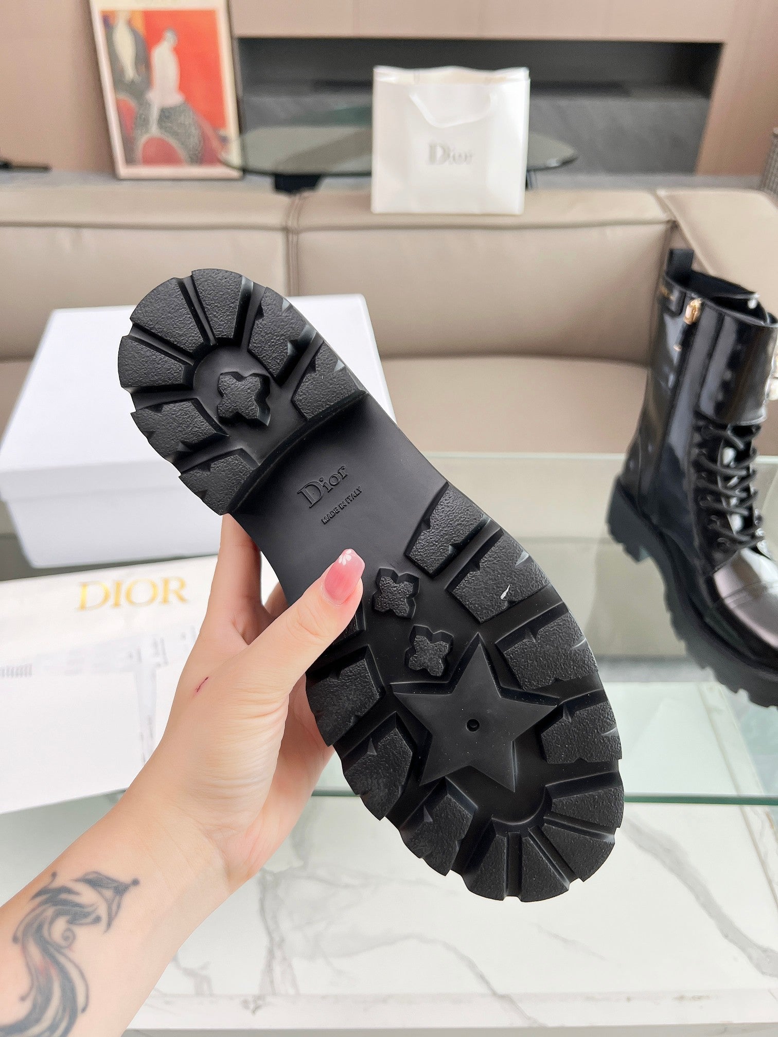 CD D-Strike Ankle Boot Glossy Black Calfskin