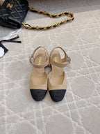 slingbacks beige calfskin black grosgrain