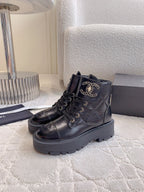 CC Ankle Boots In Black Wrinkled Calfskin 145488