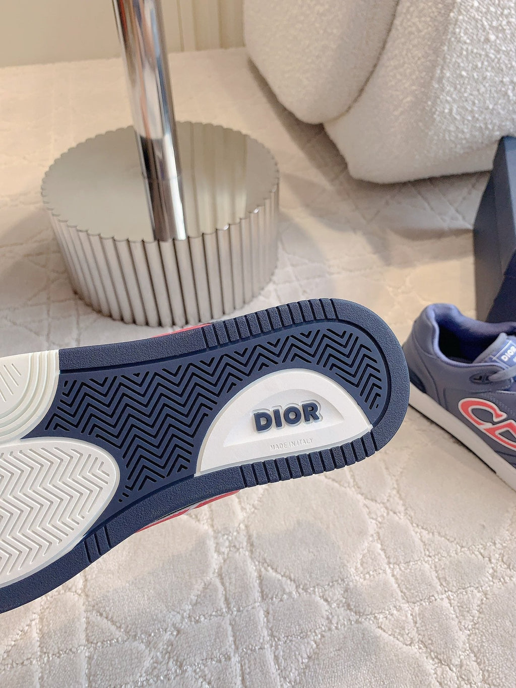 CD AND STONE ISLAND B57 Low-Top Sneaker â€“ Limited And Numbered Edition Blue Mix Red Calfskin