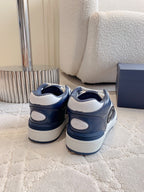CD B57 Mid-Top Sneaker White Mix Dark Blue Calfskin And Oblique Jacquard