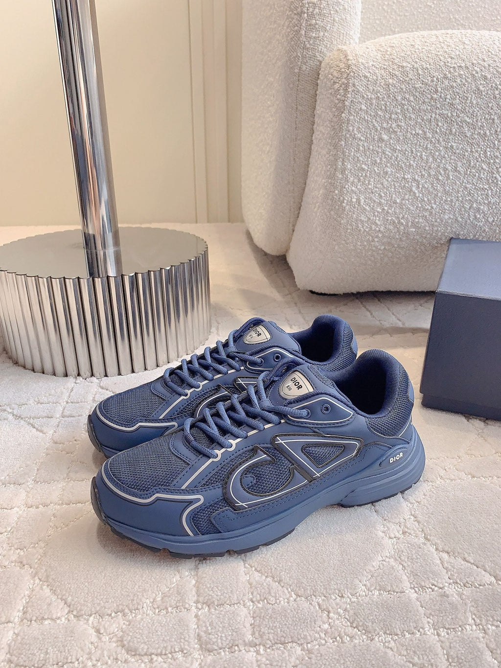 CD B30 Sneaker Deep Blue Polyester Mesh Fabric And Calfskin