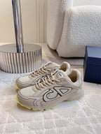 CD B30 Sneaker Dark Beige Mix Yellow Polyester Mesh Fabric And Calfskin