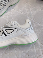 CD B30 Sneaker Milky Beige Mix Green Polyester Mesh Fabric And Calfskin
