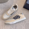 CD B27 Low-Top Sneaker White Beige Mix Charcoal Blue Print Calfskin And Oblique Jacquard