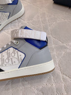 CD B27 High-Top Sneaker White Grey And Red Blue Print Calfskin