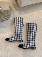 CC High Boots In White Tweed Mix Curly Wool 145501