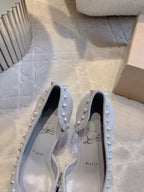 CL  Irishell 85 Studded d'Orsay Pumps Light Pewter Suede 177129