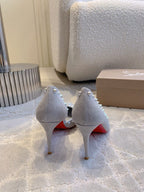 CL  Irishell 85 Studded d'Orsay Pumps Light Pewter Suede 177129