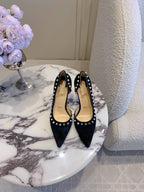 CL  Irishell 85 Studded d'Orsay Pumps Black Suede 177126