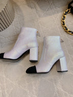 CC 25 Short Boot Light Pink Black Fabric Sheepskin 516638