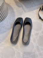 The Row 2025 Square-toe Ballet Flat Black Sheepskin 557431
