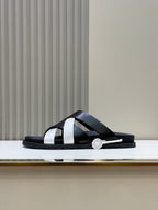 HM Men's Kazimir Slide Black Silver Calfskin 562771