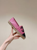 espadrilles pink black quilted calfskin
