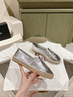 espadrilles silver metalic calfskin