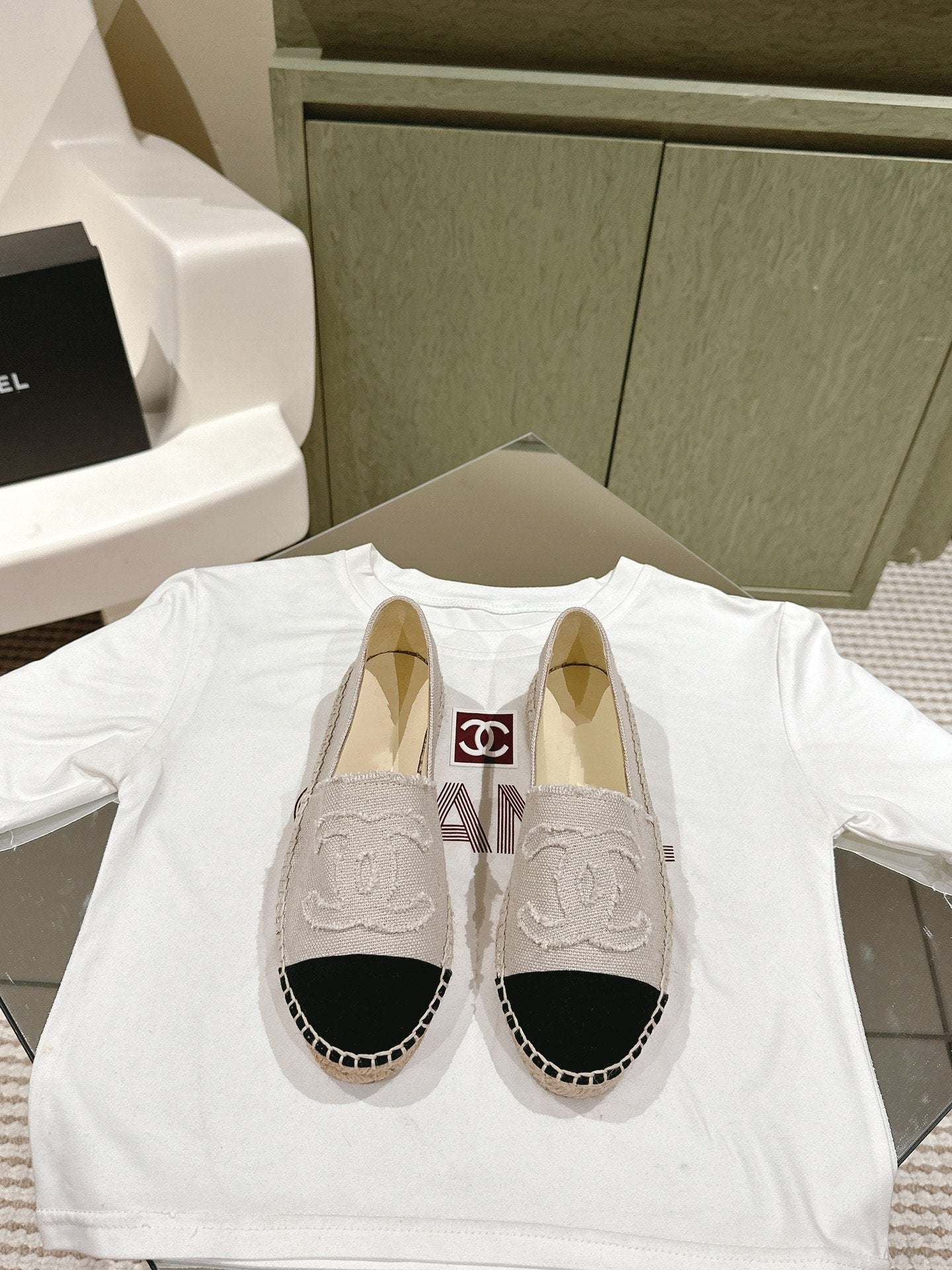 espadrilles grey black canvas