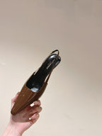 BLAKE SLINGBACK PUMPS 80 IN BROWN PATENT LEATHER