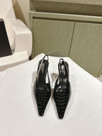 BLAKE SLINGBACK PUMPS 80 IN BLACK CROCODILE-EMBOSSED LEATHER
