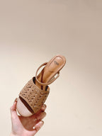 FENDI FIRST HIGH-HEELED SANDALS 85 MM IN TUSCAN TAN LAMBSKIN GOLD HARDWARE