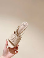 FENDI FIRST HIGH-HEELED SANDALS 85 MM IN BEIGE LAMBSKIN GOLD HARDWARE
