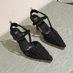 FENDI COLIBRÃŒ HIGH-HEELED SLINGBACKS 75MM IN BLACK FABRIC