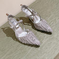 FENDI COLIBRÃŒ HIGH-HEELED SLINGBACKS 75MM IN LIGHT GREY FABRIC