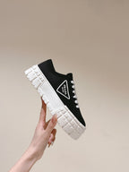 PRA DOUBLE WHEEL RE-NYLON GABARDINE SNEAKERS BLACK CALFSKIN
