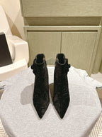 CC Ankle Boots 85mm Black Rough Velvet Fabric