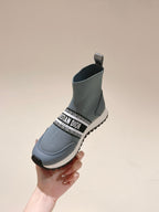 CD High-Top Sneaker 40mm Blue Grey Stretch Wool And Lambskin