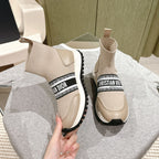 CD High-Top Sneaker 40mm Beige Stretch Wool And Lambskin